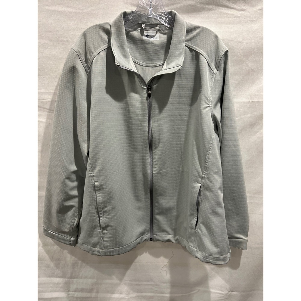 Greg Norman Mens XXL Grey Full Zip Golf Jacket Performance Grid Texture TL111797